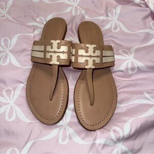Tory Burch Brown and Cream Sandals